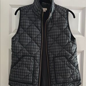 J. Crew Factory Black Quilted Gingham Vest